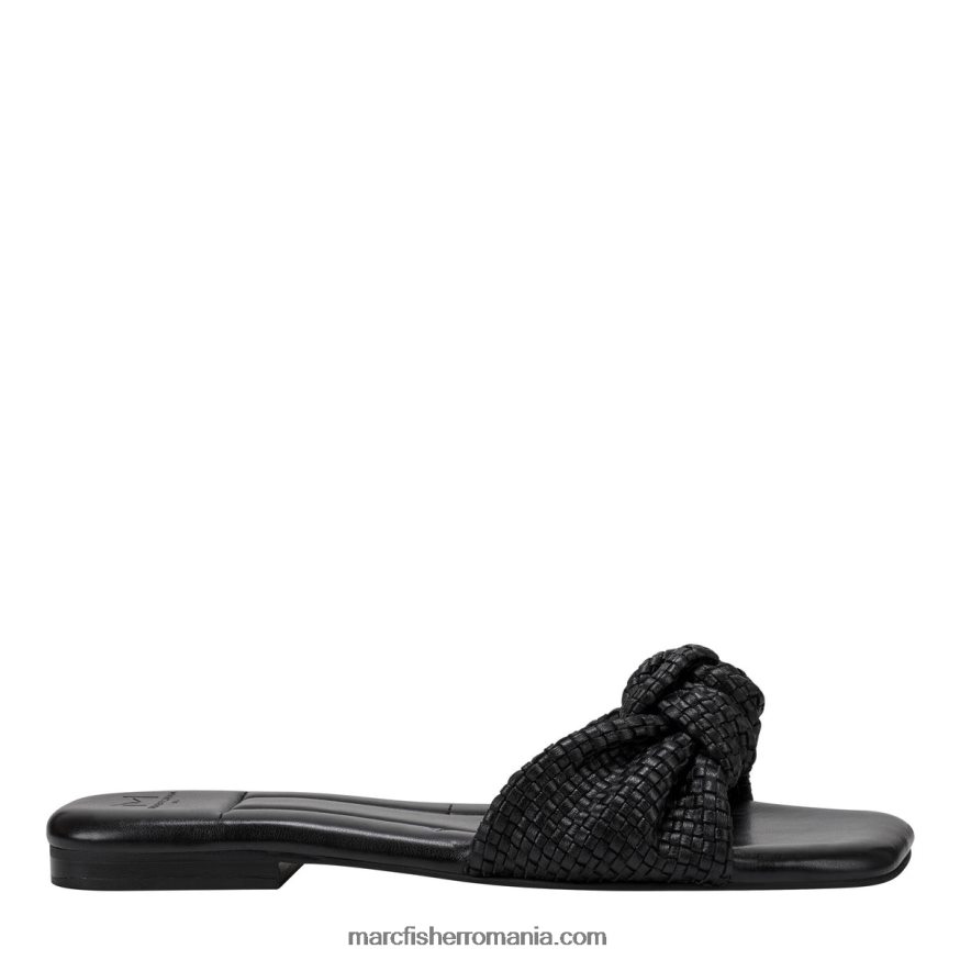femei Marc Fisher sandală marlon cu tobogan plat 4P26XF275 piele neagra
