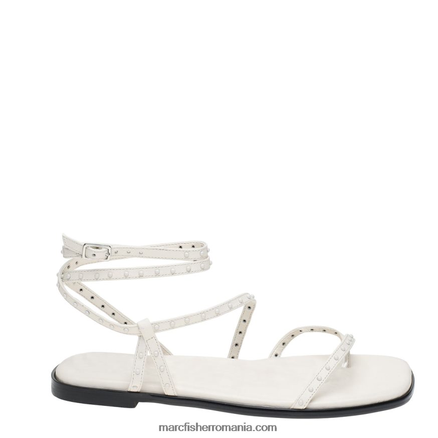 femei Marc Fisher sandală plată nalica 4P26XF320 piele albă