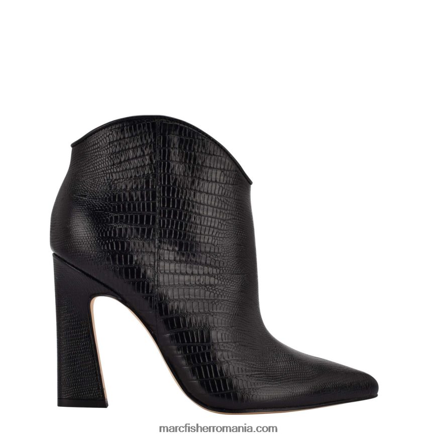 femei Marc Fisher masina botine 4P26XF111 piele neagră în relief croco