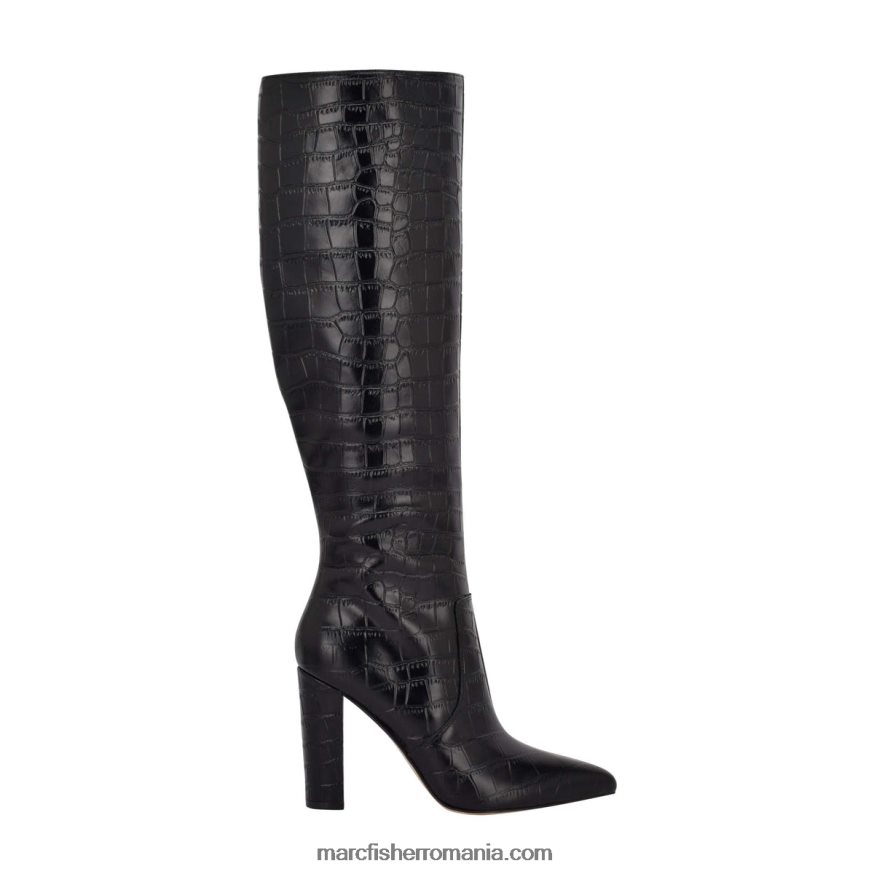 femei Marc Fisher cizme cu toc giancarlo 4P26XF165 piele neagră în relief croco