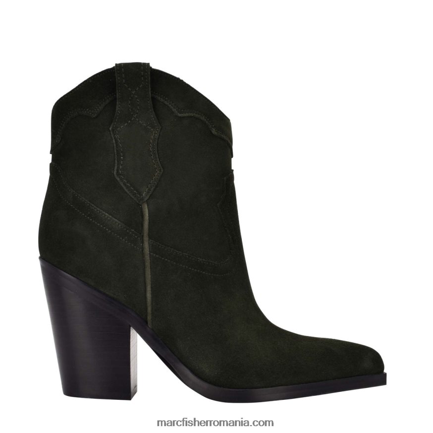 femei Marc Fisher gona western bootie 4P26XF107 piele intoarsa verde inchis