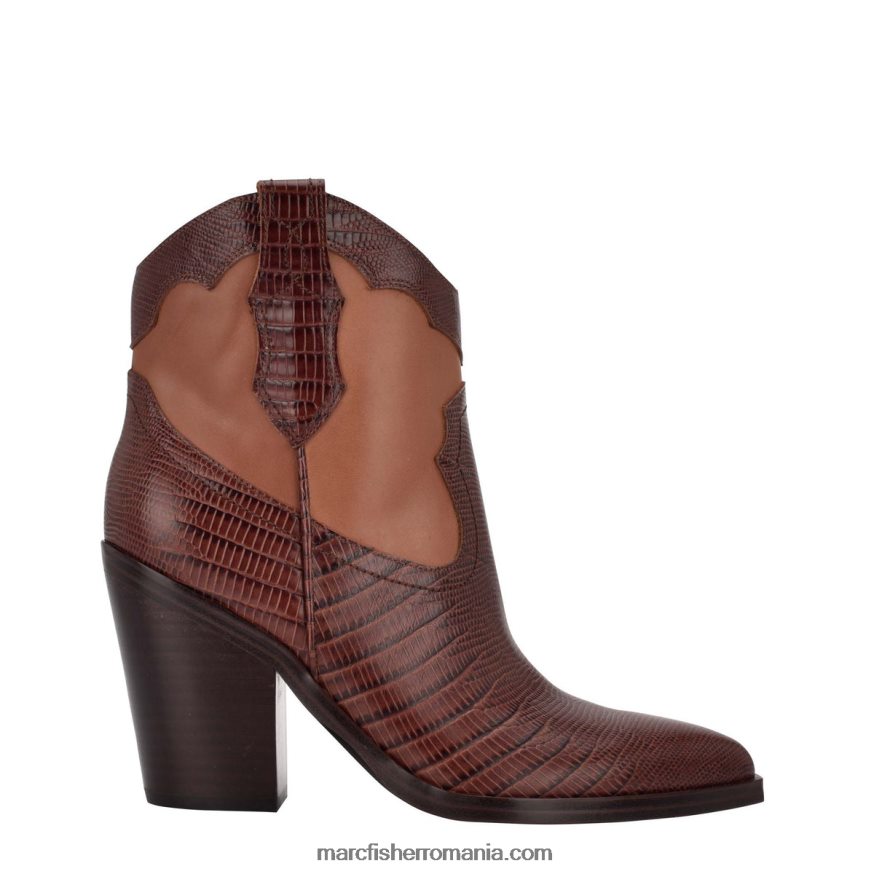 femei Marc Fisher gona western bootie 4P26XF114 piele brună închisă