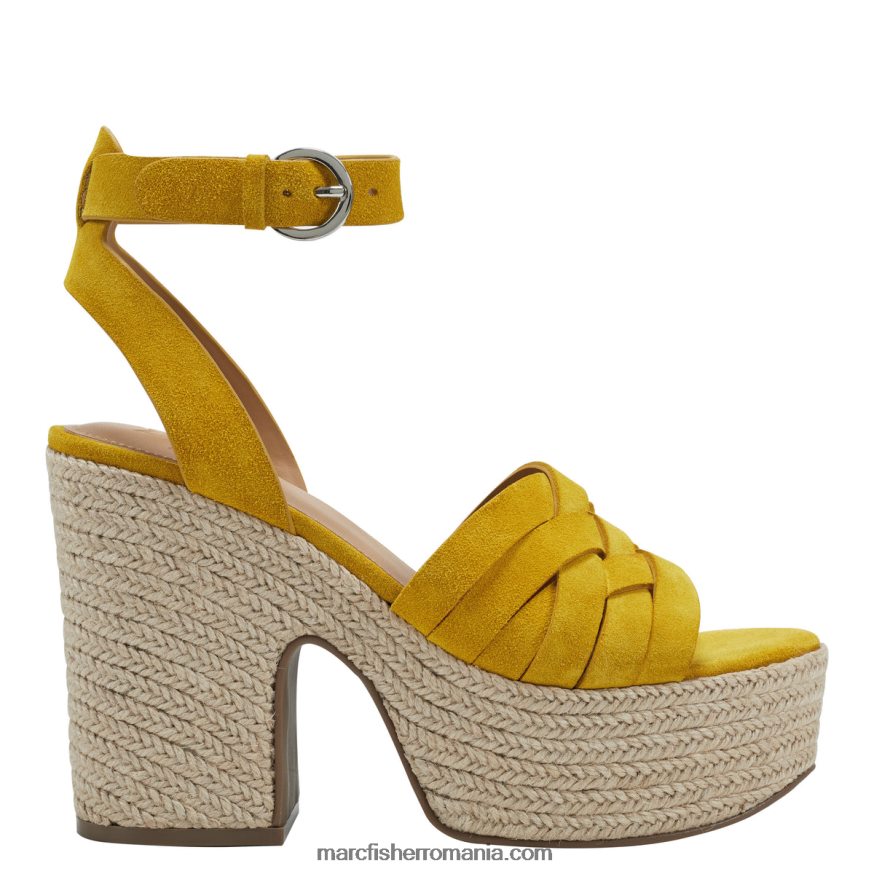 femei Marc Fisher sandală cu platformă espadrile din ovăz 4P26XF251 galben