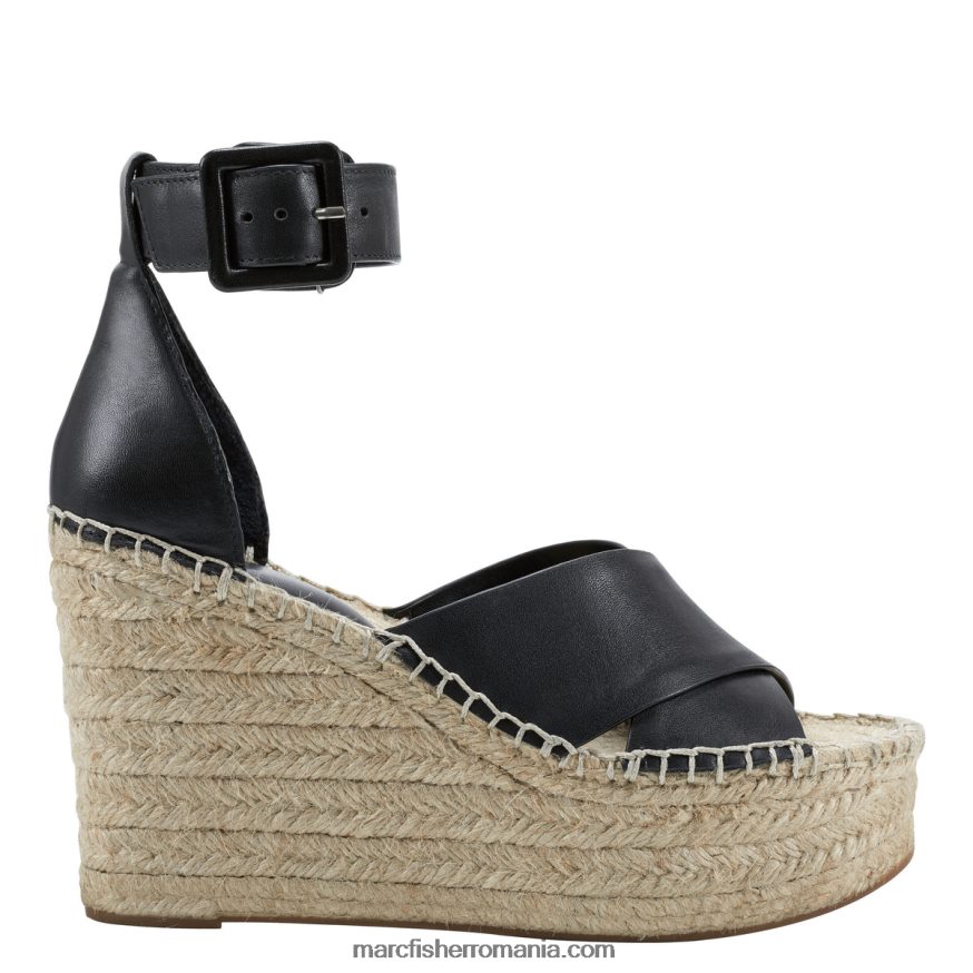 femei Marc Fisher sandale cu pană espadrile capabile 4P26XF200 negru