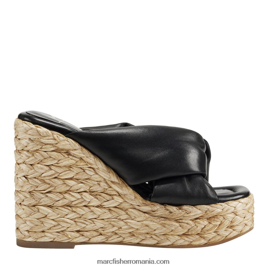 femei Marc Fisher sandale cu pană espadrile navina 4P26XF217 piele neagra