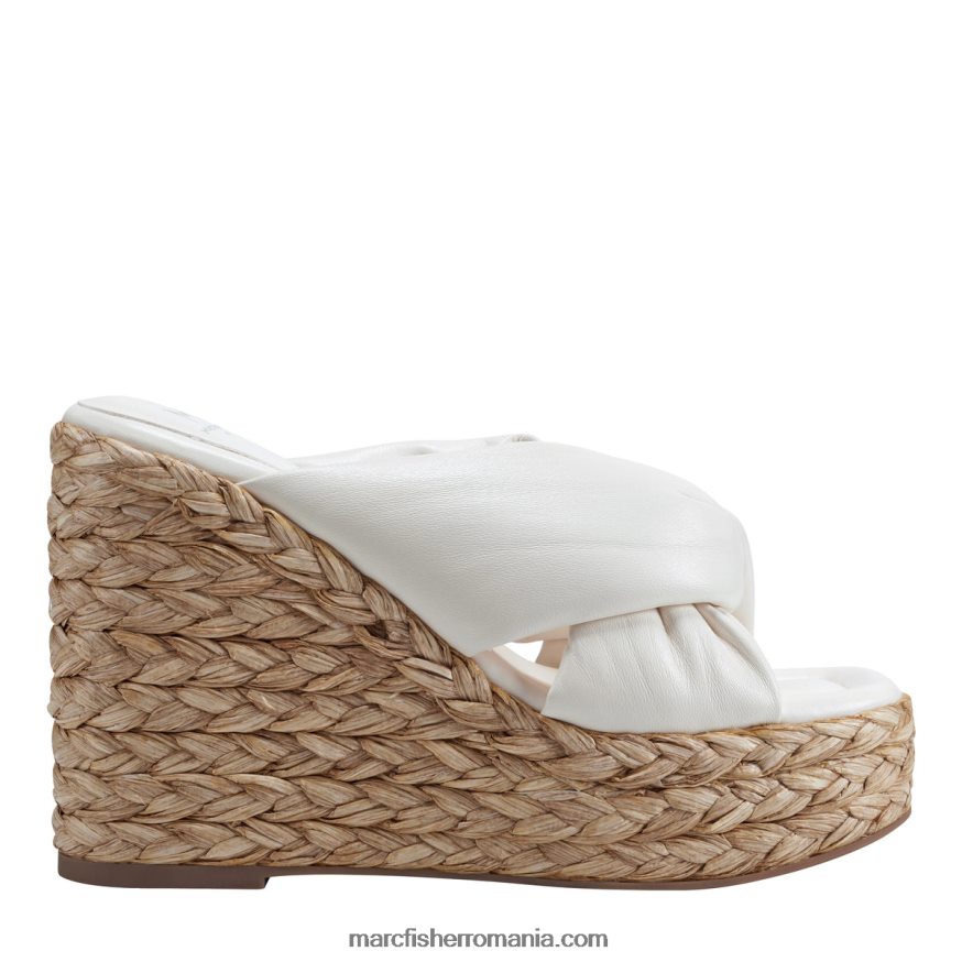 femei Marc Fisher sandale cu pană espadrile navina 4P26XF231 piele crem noua