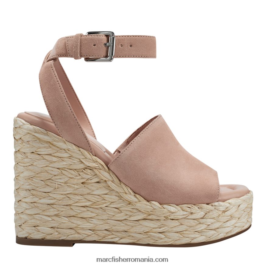 femei Marc Fisher sandale cu pană nelly espadrile 4P26XF222 piele intoarsa roz deschis