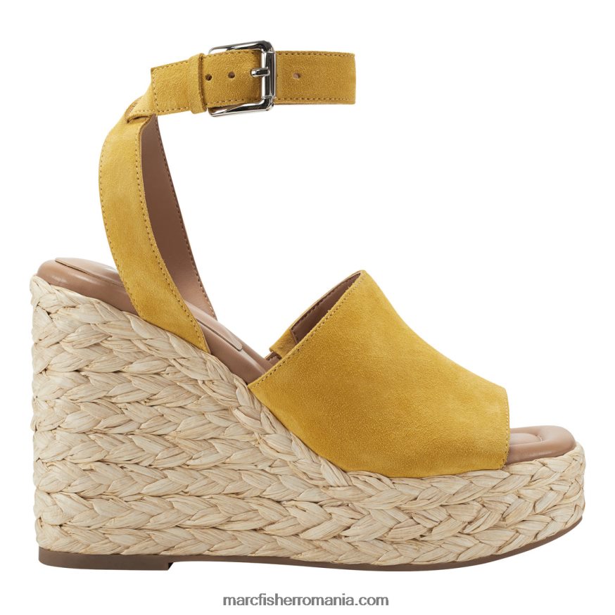 femei Marc Fisher sandale cu pană nelly espadrile 4P26XF261 piele intoarsa mustar