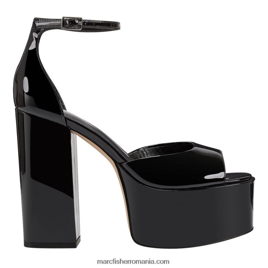 femei Marc Fisher sandală cu platformă 4P26XF574 piele lacuita neagra