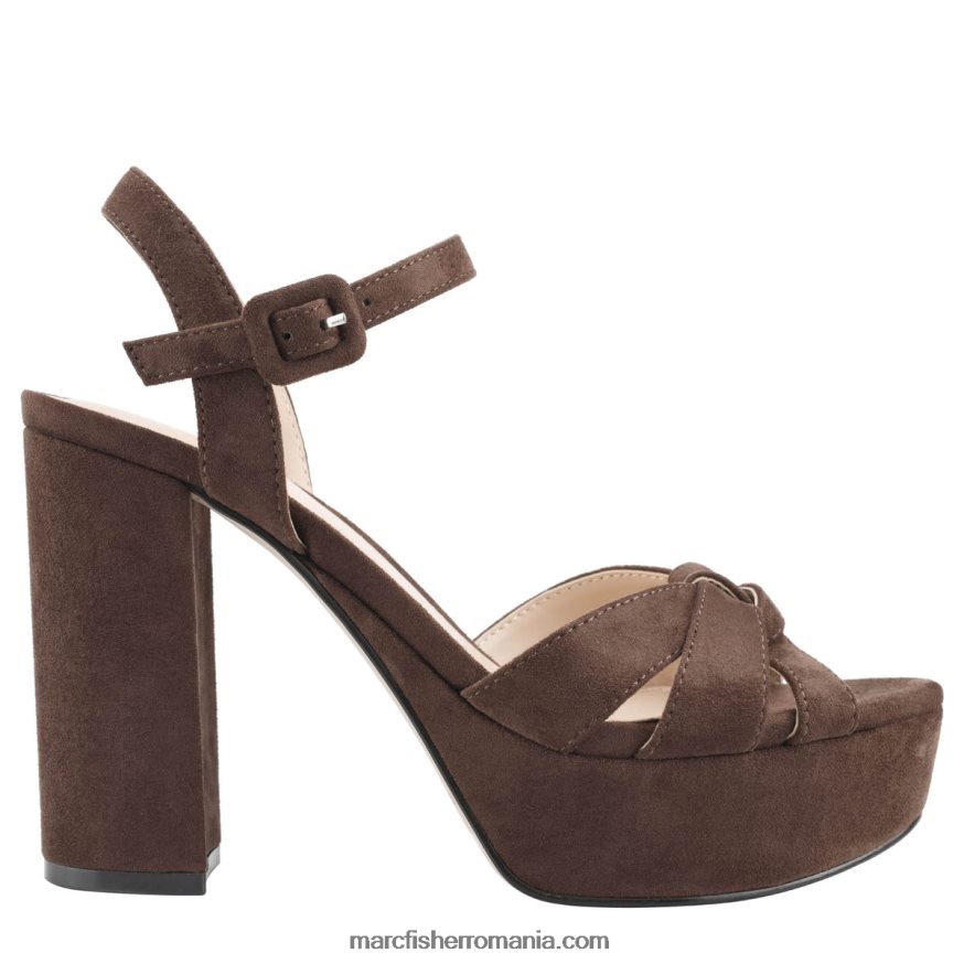 femei Marc Fisher sandală cu platformă damasc 4P26XF589 piele intoarsa maro