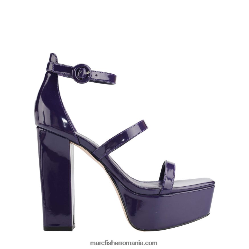 femei Marc Fisher sandală cu platformă frita cu curele la gleznă 4P26XF587 patent violet închis