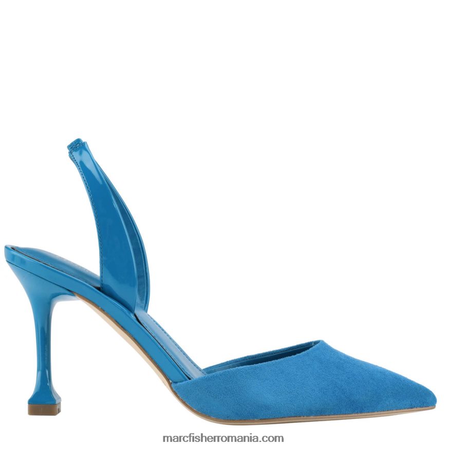 femei Marc Fisher pompă hadya slingback 4P26XF682 piele intoarsa albastra medie