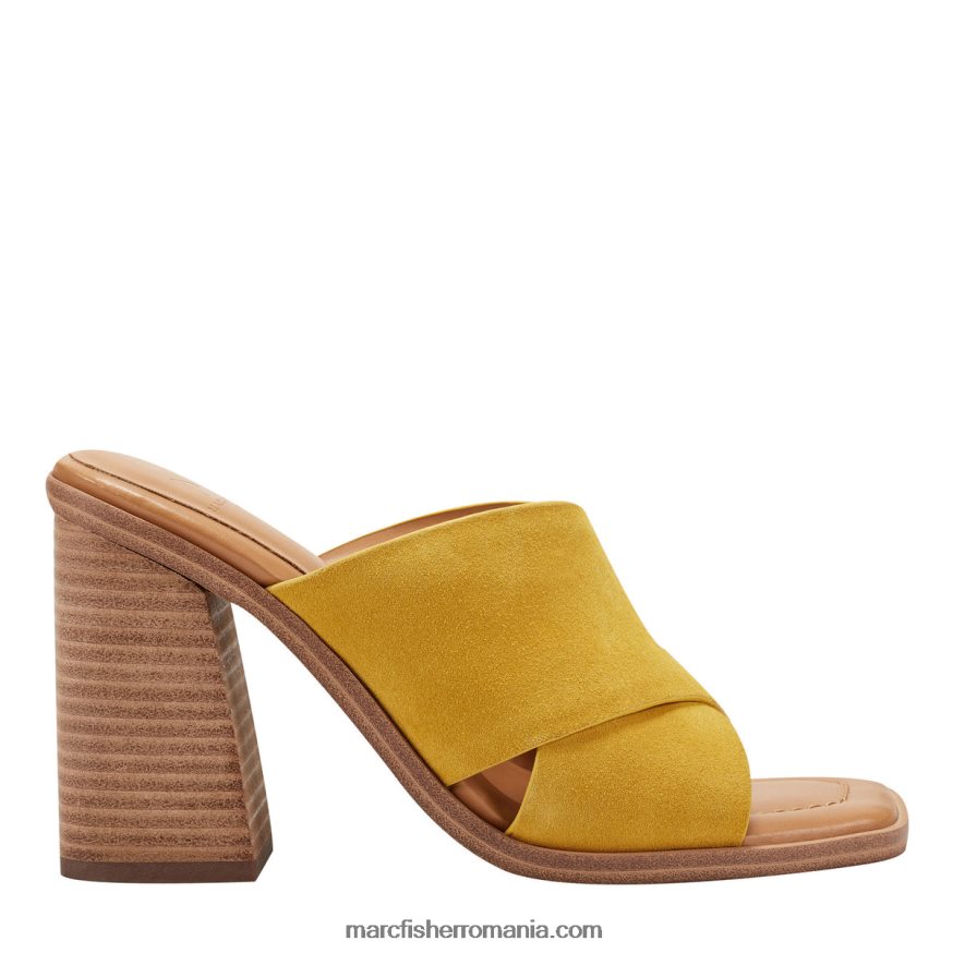femei Marc Fisher sandală barli cu toc 4P26XF484 piele intoarsa galbena