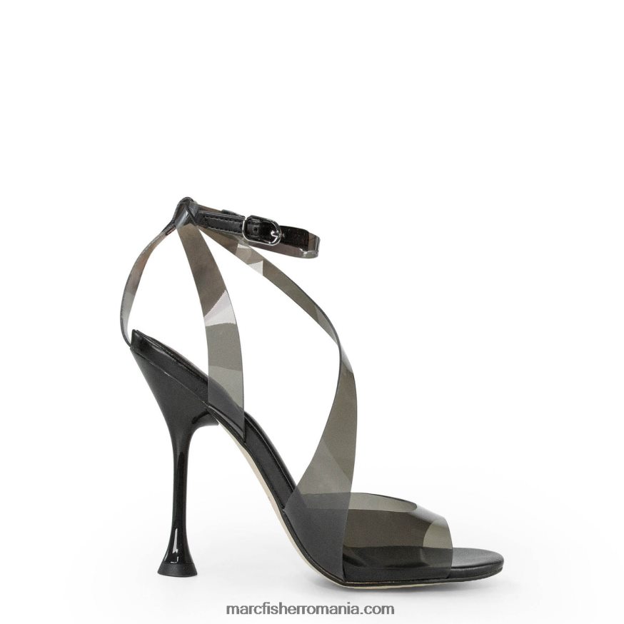 femei Marc Fisher sandală cu toc cu curele la gleznă claudie 4P26XF411 fum negru