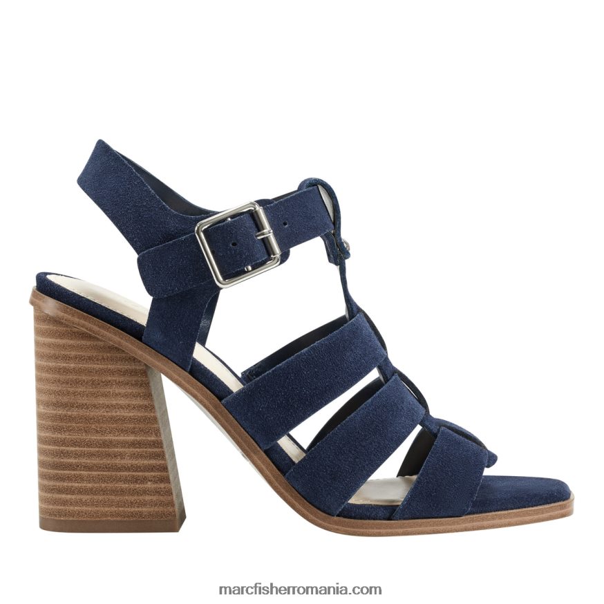femei Marc Fisher sandale fynlee cu toc bloc 4P26XF386 piele intoarsa albastru inchis
